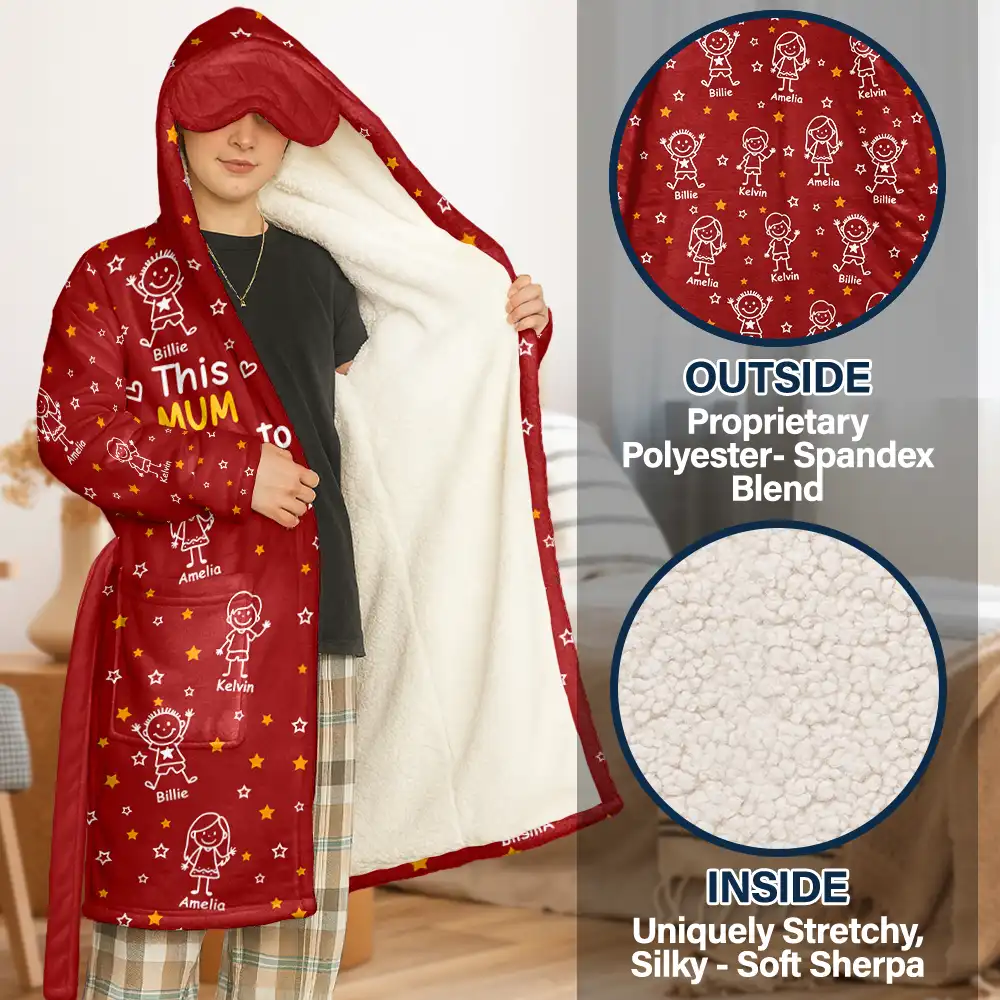 This Daddy Mommy Belongs To Kids Pet - Personalized Hooded Robe - Image 2