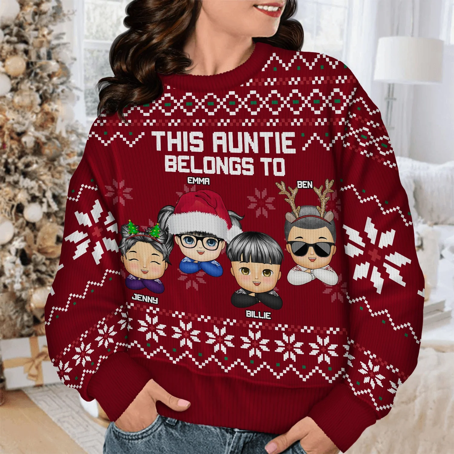 This Grandma Belongs To - Christmas, Loving Gift For Mom, Mother, Mama, Grandma, Grandmother - Personalized Unisex Ugly Sweater - Image 4