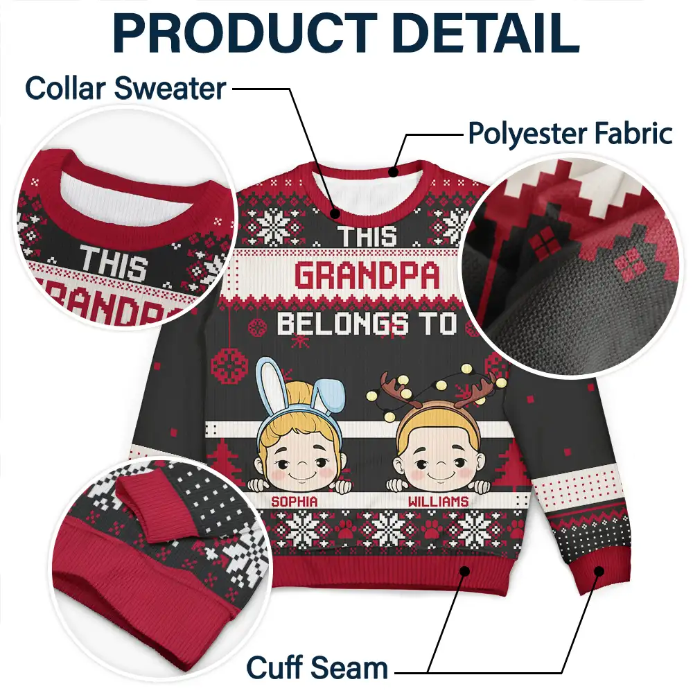 This Grandma Belongs To Christmas - Personalized Unisex Ugly Sweater - Image 6
