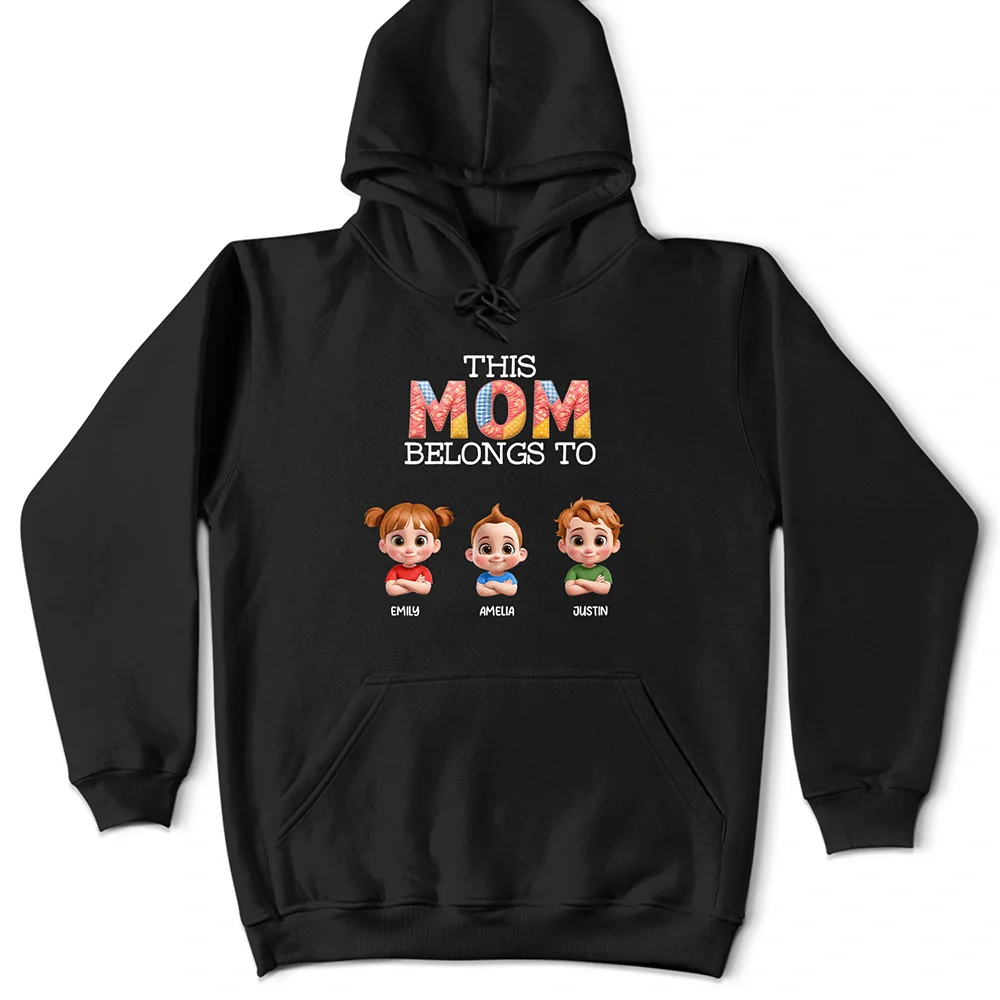 This Grandma Belongs To Kids Faux Patchwork - Personalized T Shirt - Image 6