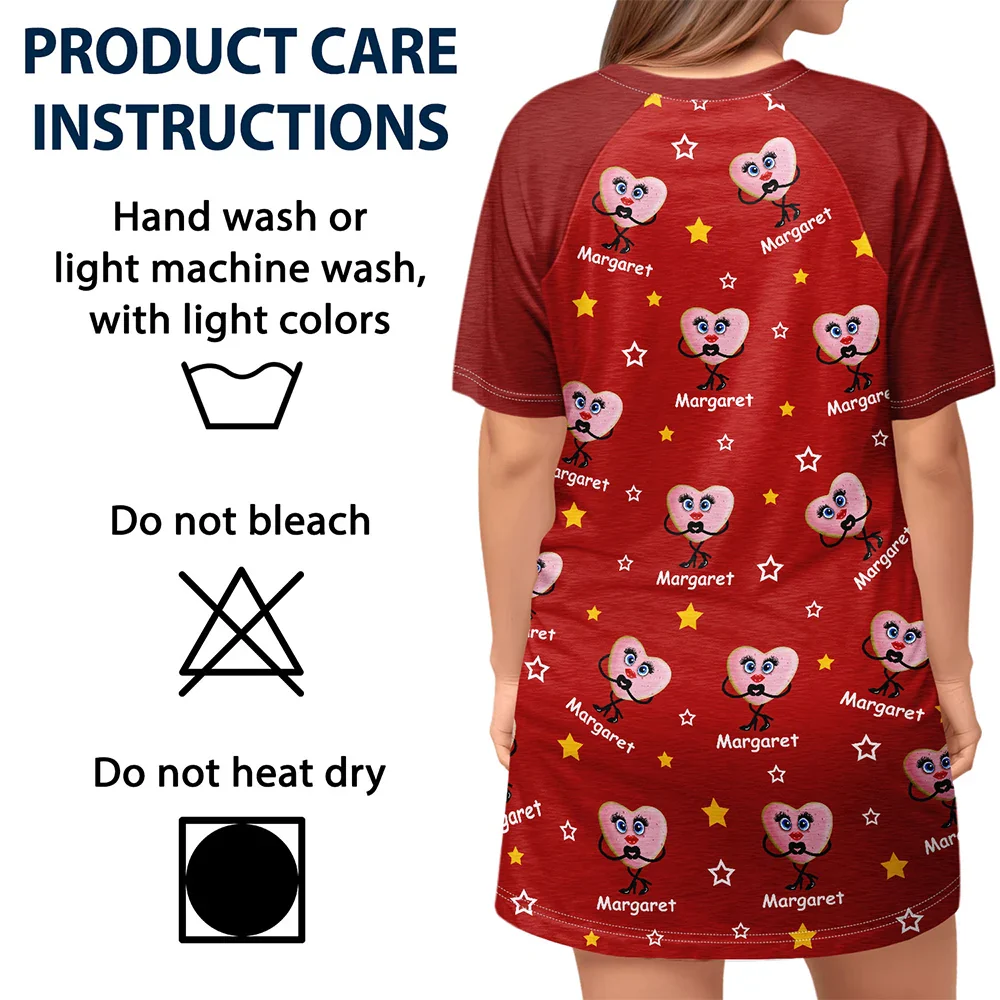 This Grandma Belongs To Kids Pet Biscuits - Personalized Women's Sleep Tee - Image 5