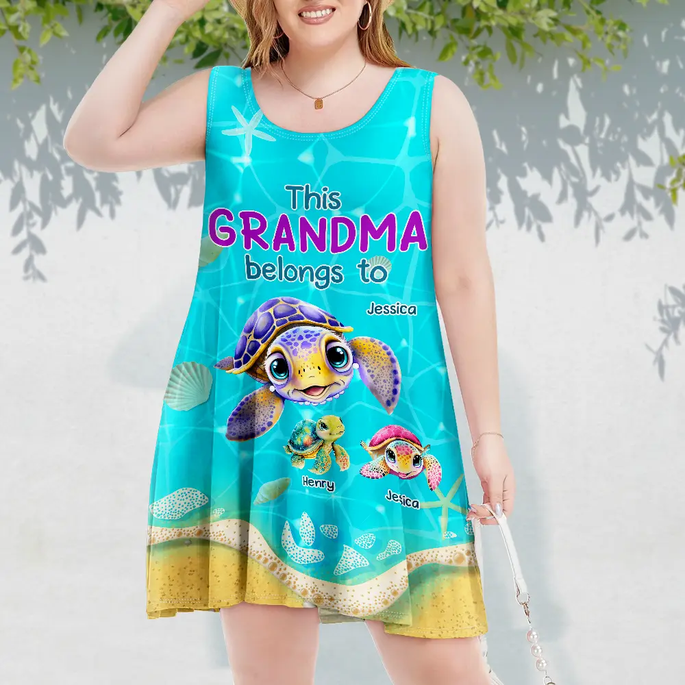 This Grandma Belongs To - Personalized Sleeveless Tank Dress - Image 3