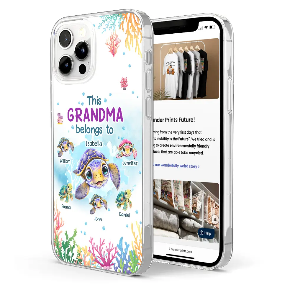 This Grandma Belongs To Turtle Summer - Personalized Clear Phone Case - Image 2