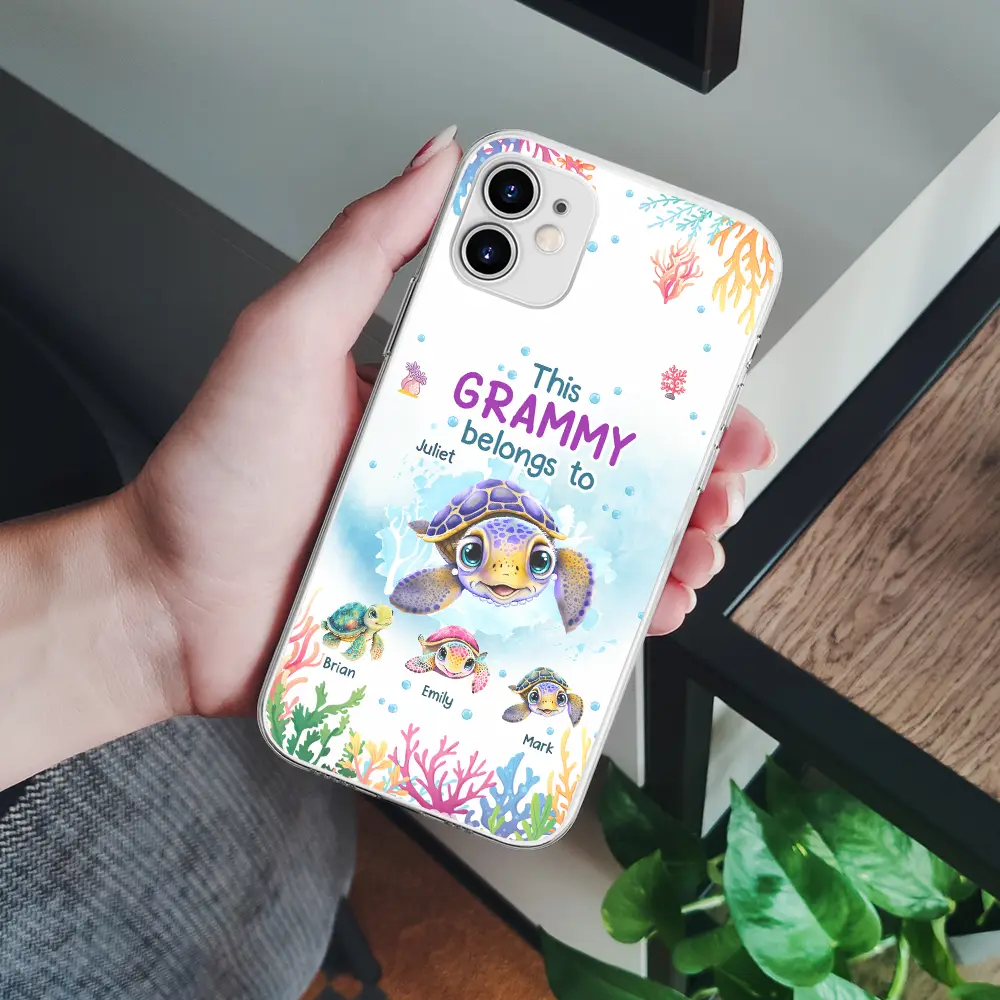 This Grandma Belongs To Turtle Summer - Personalized Clear Phone Case - Image 4