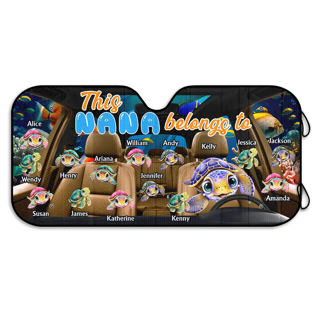 This Grandma Belongs To Turtle Summer Up To 20 Version - Personalized Auto Sunshade - Image 2