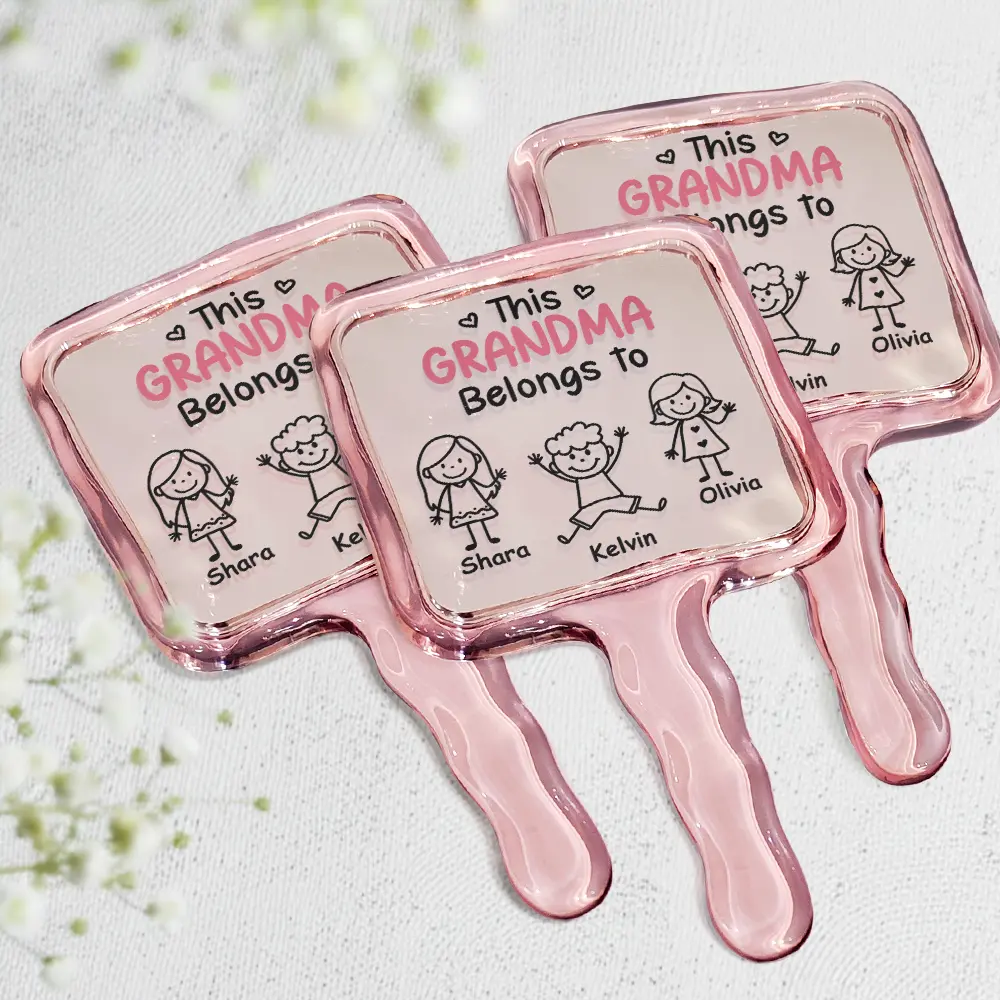 This Grandma Mom Belongs To Kids Pet - Personalized Handheld Mirror - Image 2