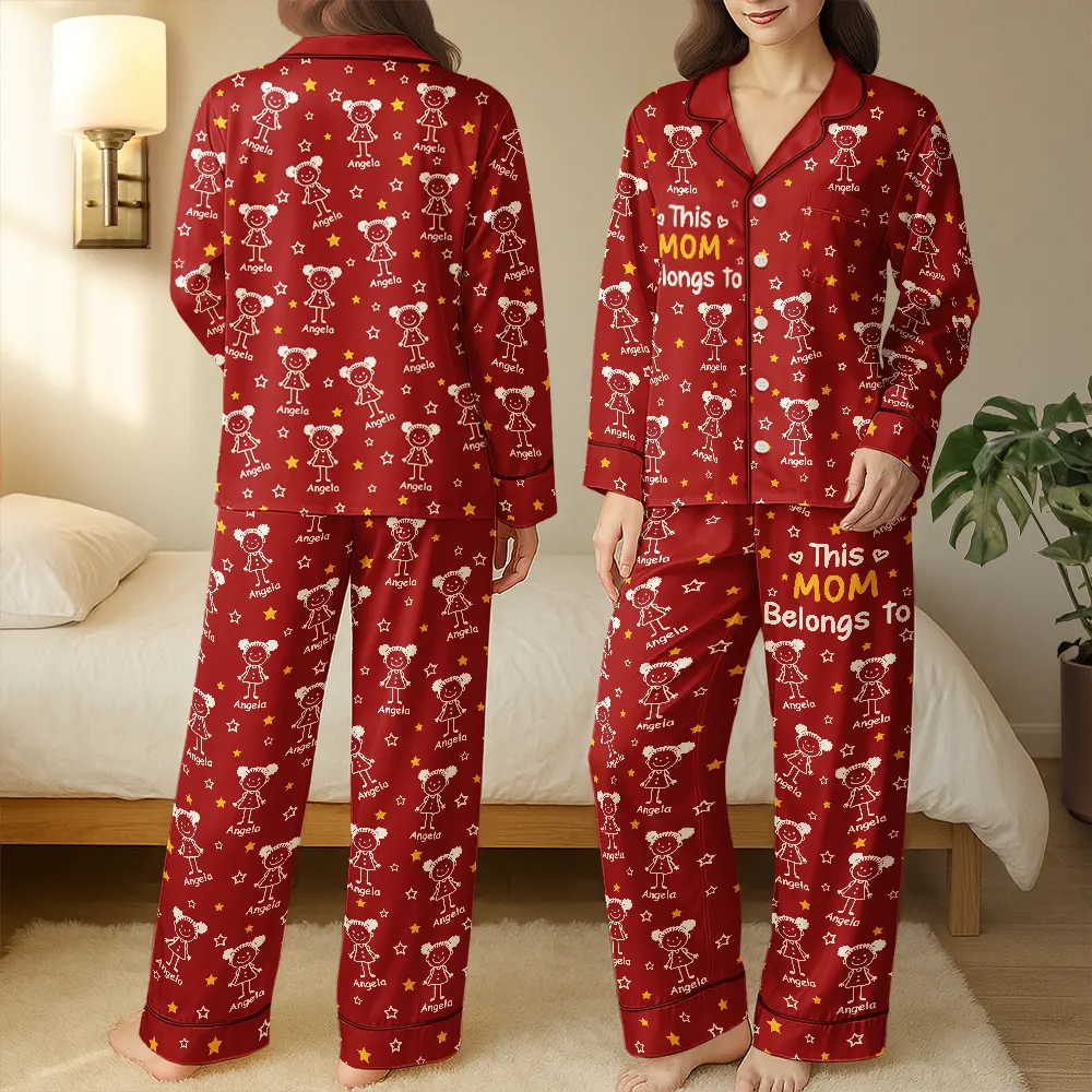 This Grandma Mom Belongs To Kids Pet - Personalized Satin Pajama Set - Image 3