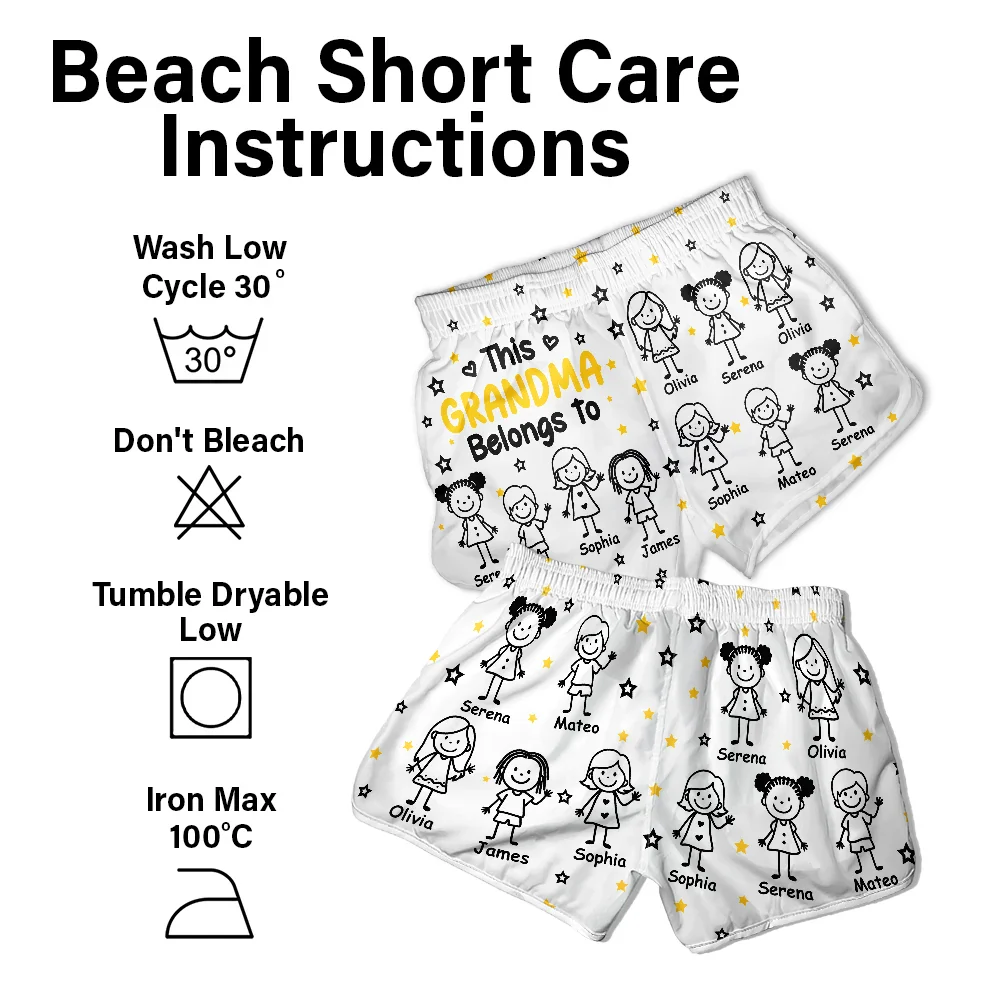 This Grandma Mom Belongs To Kids Pet - Personalized Women Beach Shorts - Image 6