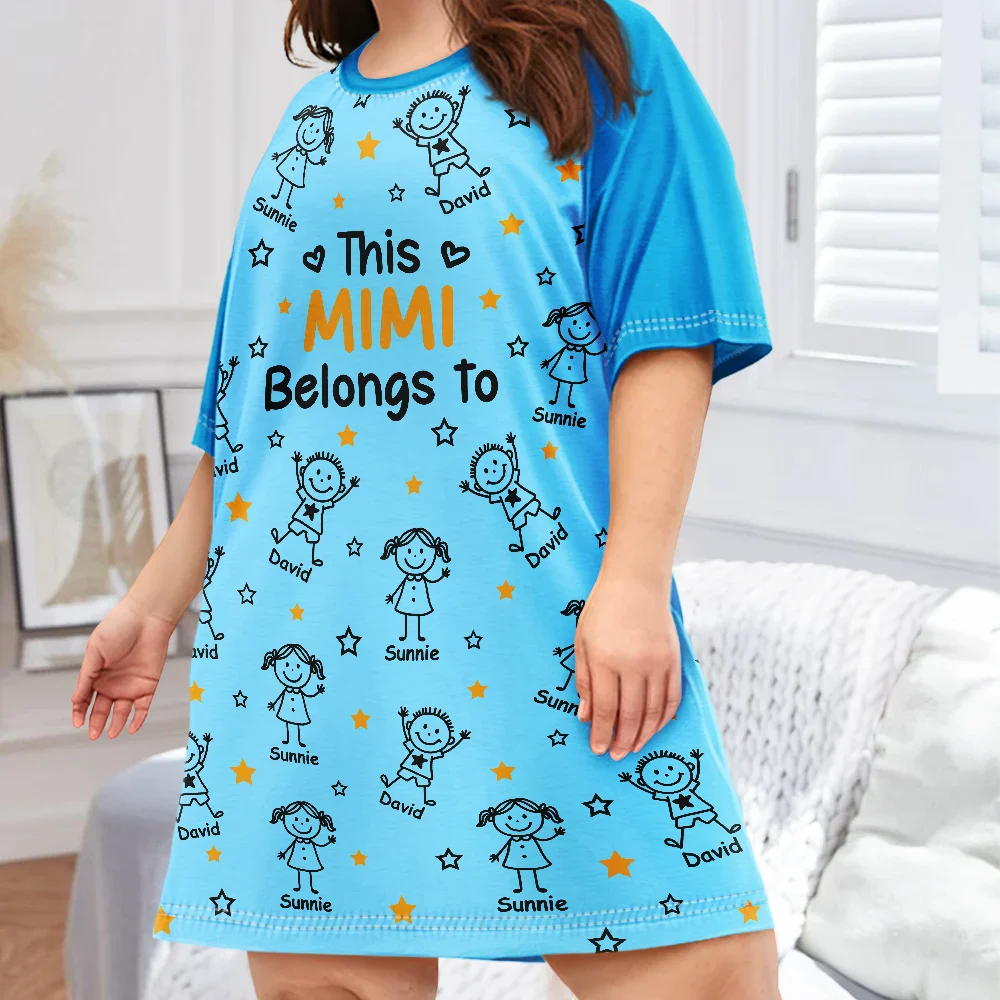 This Grandma Mom Belongs To Kids Pet - Personalized Women's Sleep Tee - Image 3