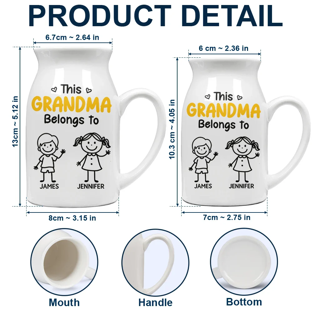 This Grandma Mommy Belongs To Kids Pet - Personalized Ceramic Flower Vase - Image 5