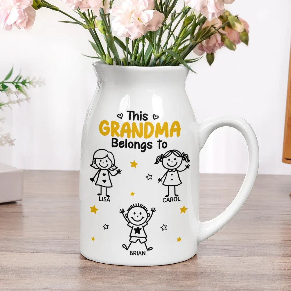 This Grandma Mommy Belongs To Kids Pet - Personalized Ceramic Flower Vase - Image 6