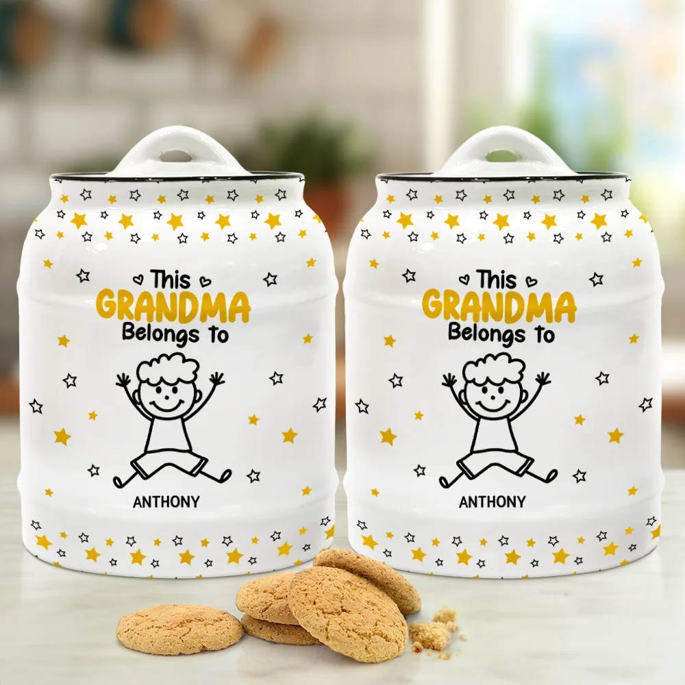 This Grandma Mommy Belongs To Kids Pet - Personalized Cookie Jar - Image 3