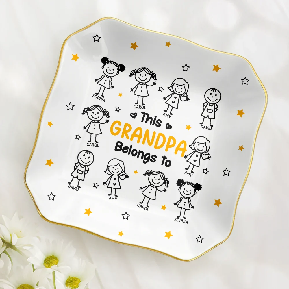 This Grandma Mommy Belongs To Kids Pet - Personalized Lace Square Jewelry Dish - Image 2