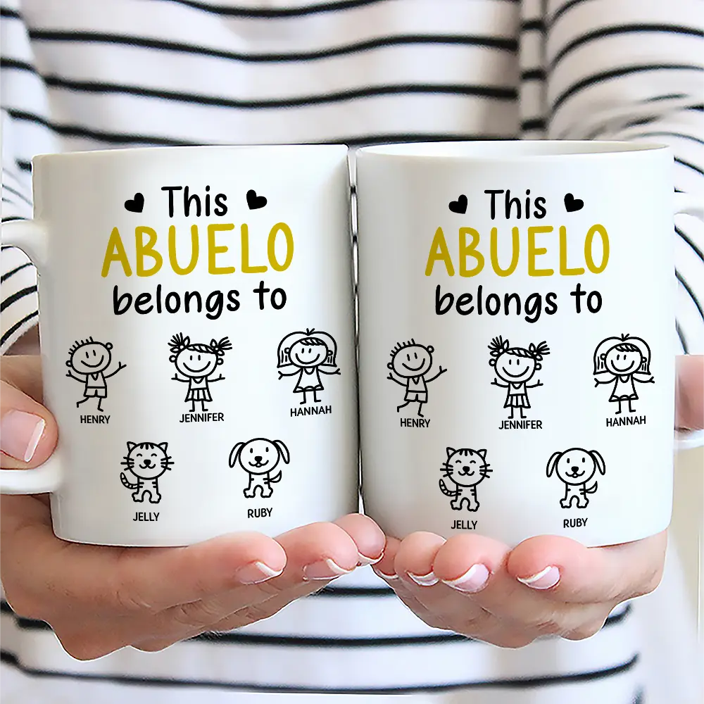 This Grandpa Belongs To Kid Stick Figures - Personalized Mug - Image 2