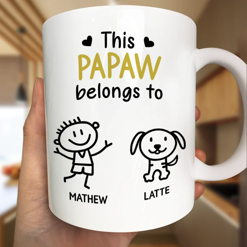 This Grandpa Belongs To Kid Stick Figures - Personalized Mug - Image 3