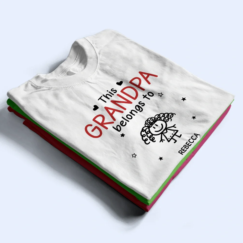 This Grandpa Belongs To Kid Stick Figures - Personalized T Shirt - Image 3