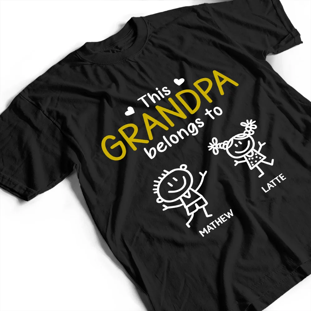This Grandpa Belongs To Kid Stick Figures - Personalized T Shirt - Image 4