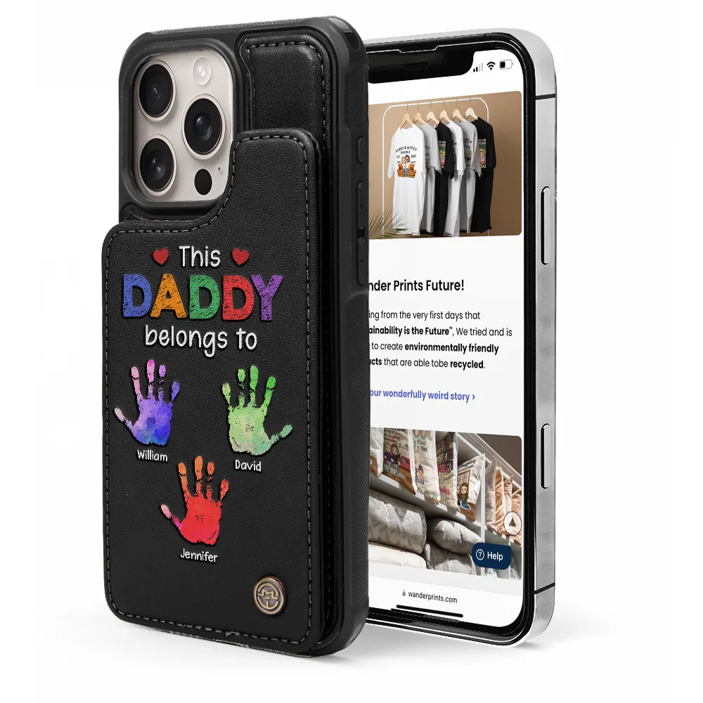 This Grandpa Belongs To - Personalized Leather Flip Wallet Phone Case - Image 5
