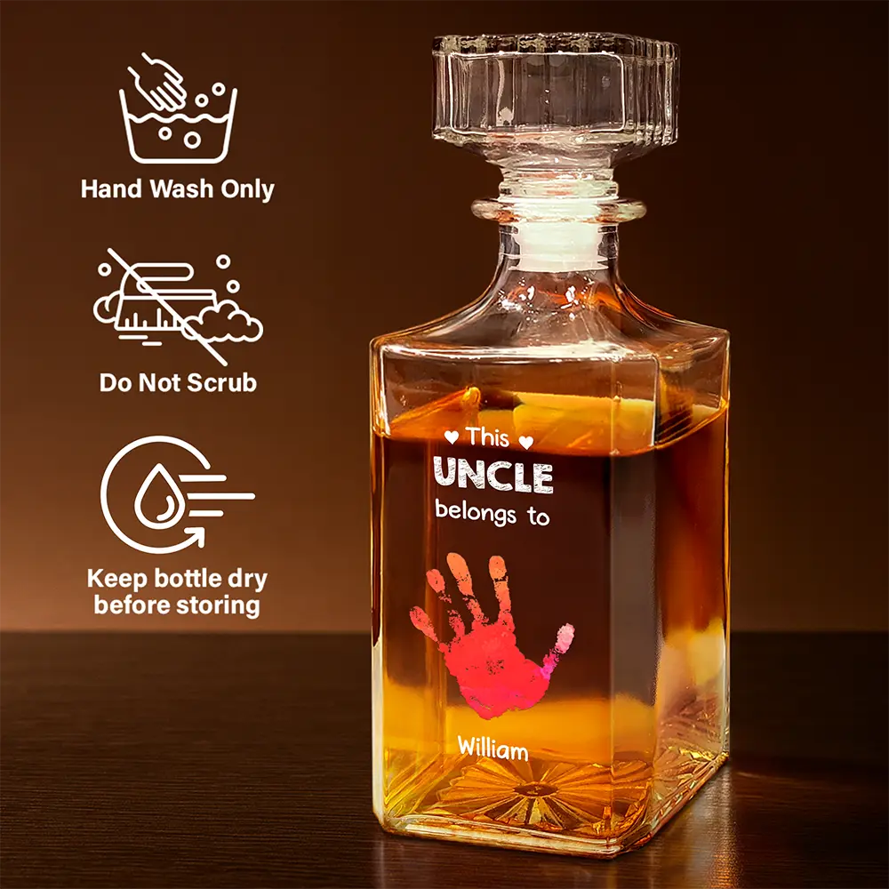 This Grandpa Belongs To - Personalized Square Whiskey Bottle - Image 6