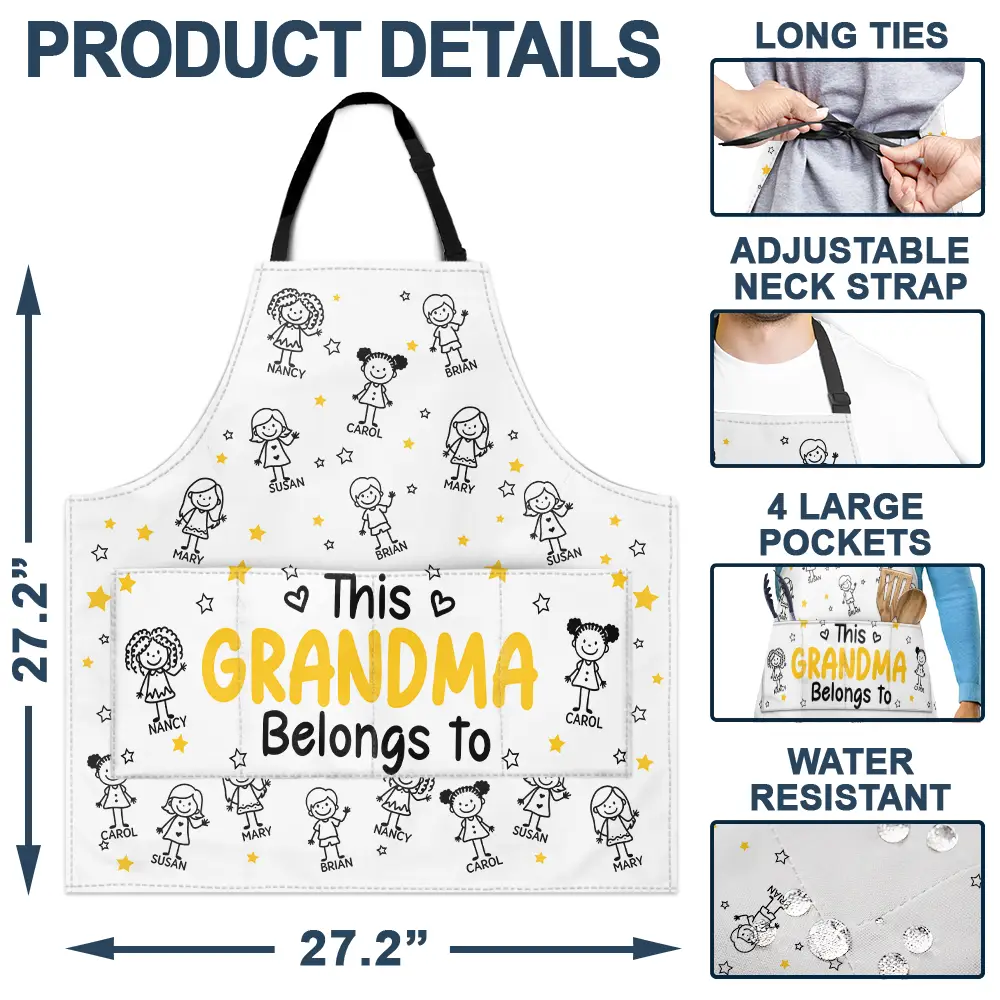 This Grandpa Dad Belongs To Kids Pet - Personalized Apron - Image 5