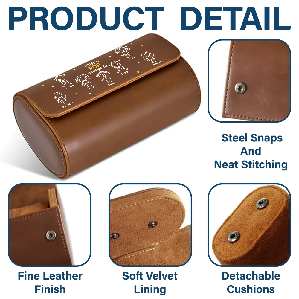 This Grandpa Dad Belongs To Kids Pet - Personalized Leather Watch Case - Image 4