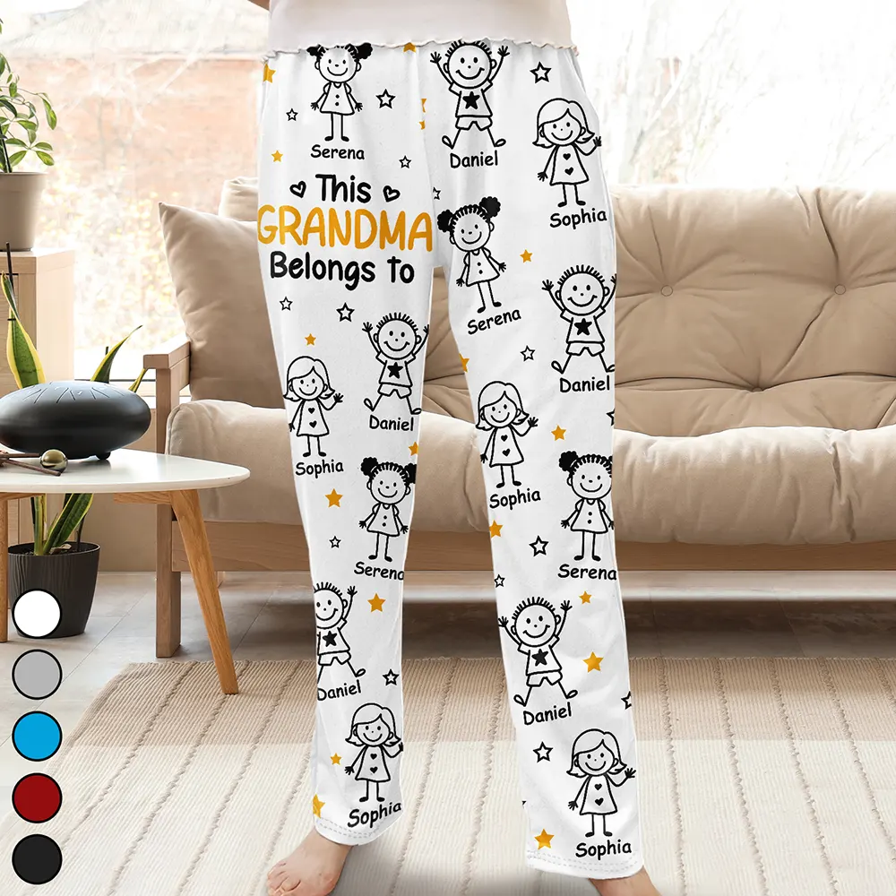 This Grandpa Dad Belongs To Kids Pet - Personalized Pajama Pants - Image 2