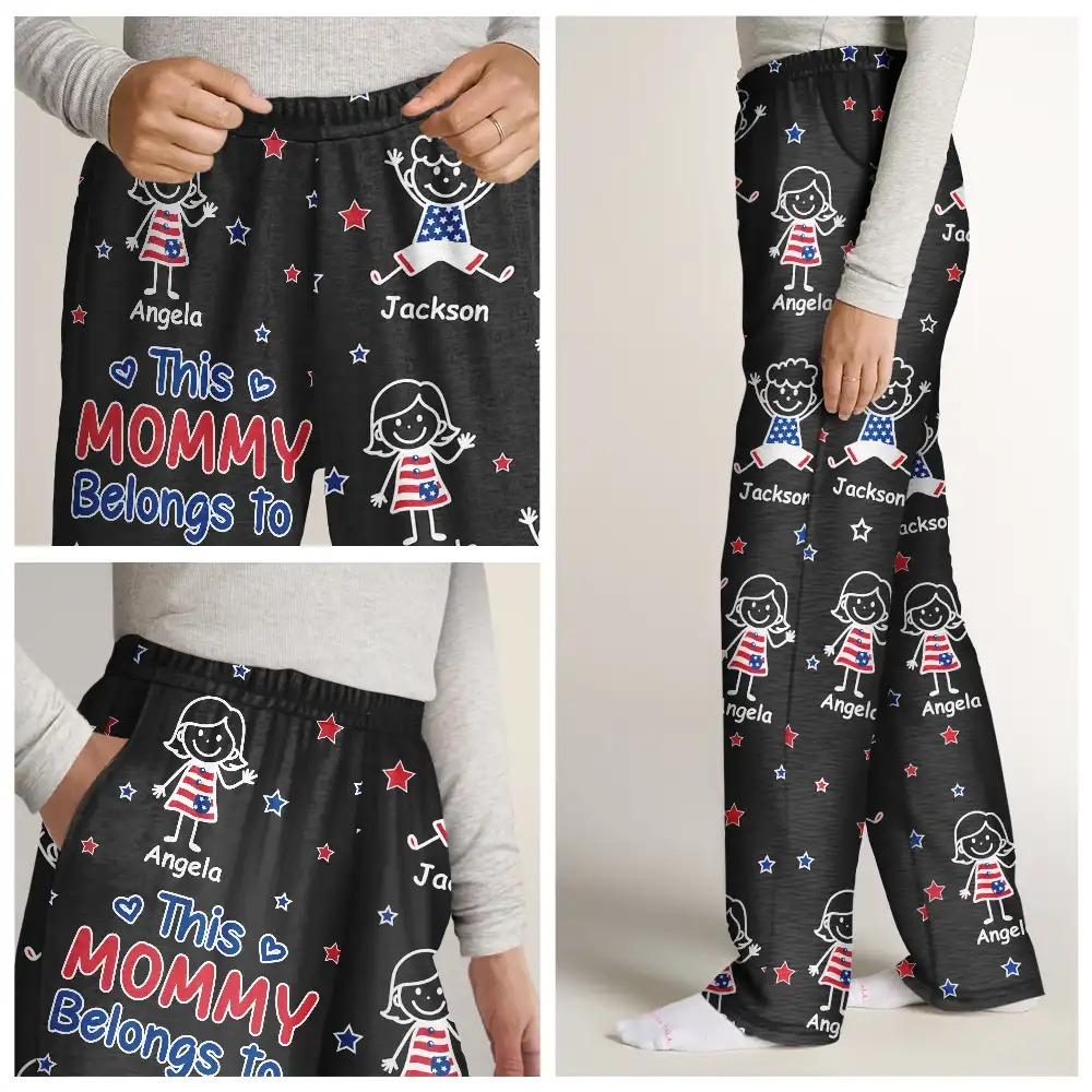 This Grandpa Dad Belongs To Kids Pet US Flag - Personalized Pajama Pants - Image 7