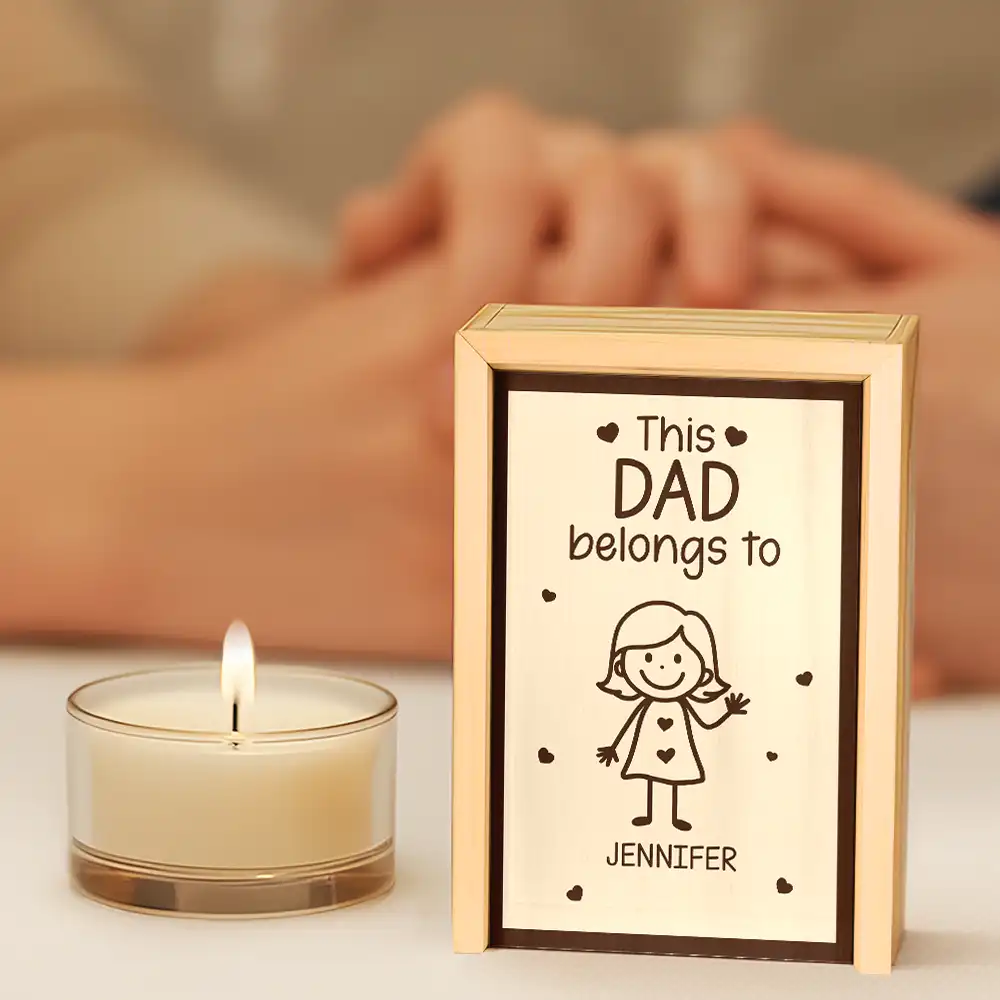This Grandpa Dad Belongs To Kids Stick Figure - Personalized Wooden Matchbox - Image 5
