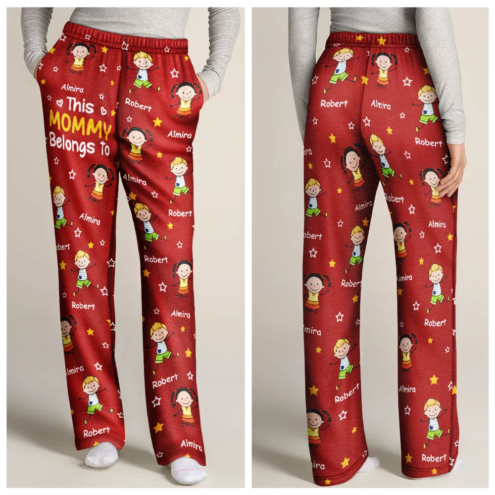 This Grandpa Daddy Belongs To Colorful Stick Figures - Personalized Pajama Pants - Image 4