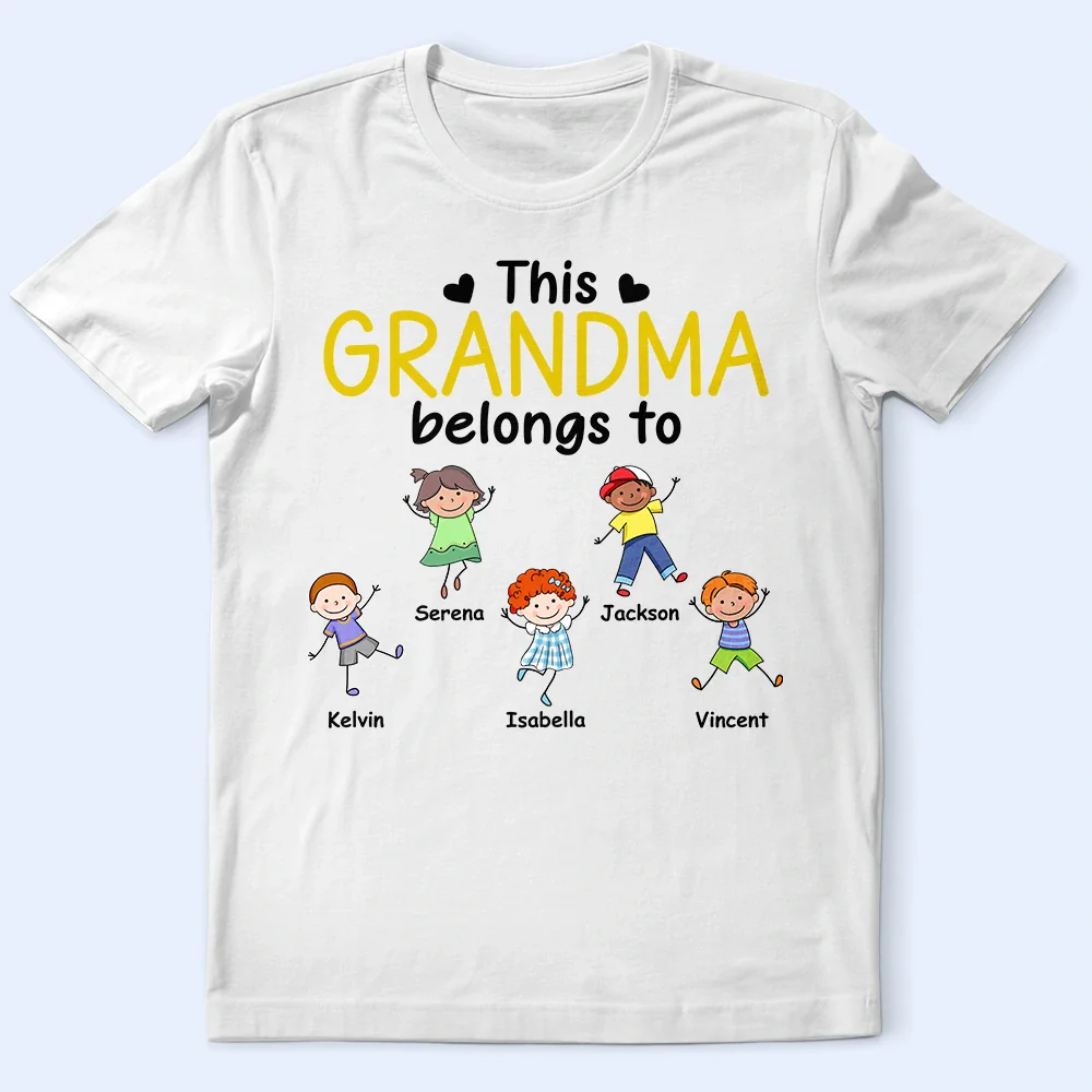 This Grandpa Daddy Belongs To Colorful Stick Figures - Personalized T Shirt - Image 2