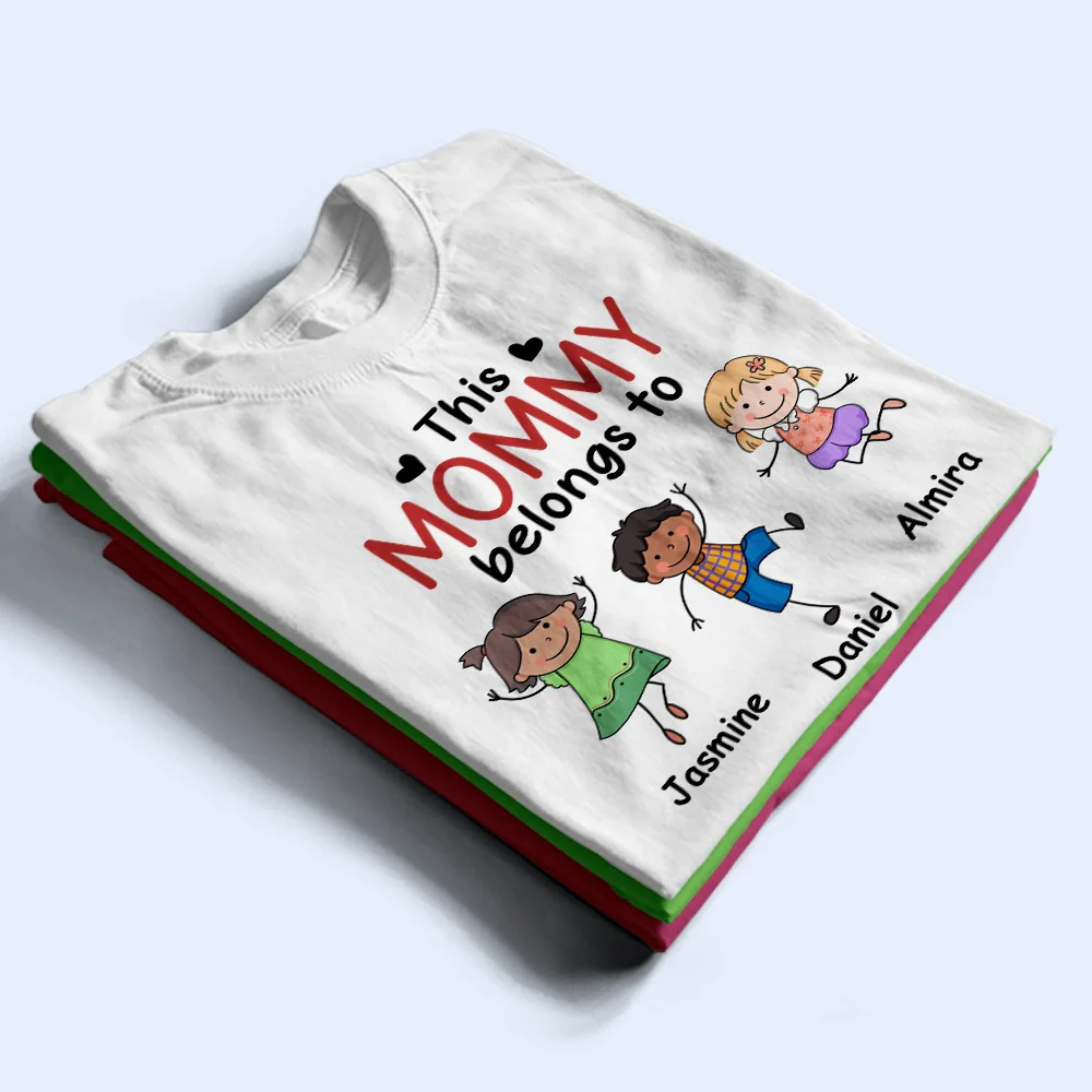This Grandpa Daddy Belongs To Colorful Stick Figures - Personalized T Shirt - Image 3