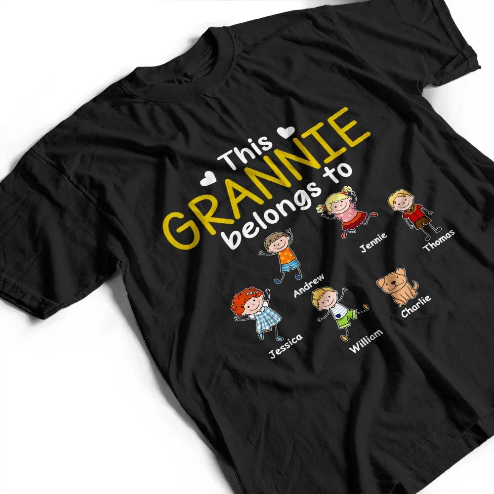 This Grandpa Daddy Belongs To Colorful Stick Figures - Personalized T Shirt - Image 4