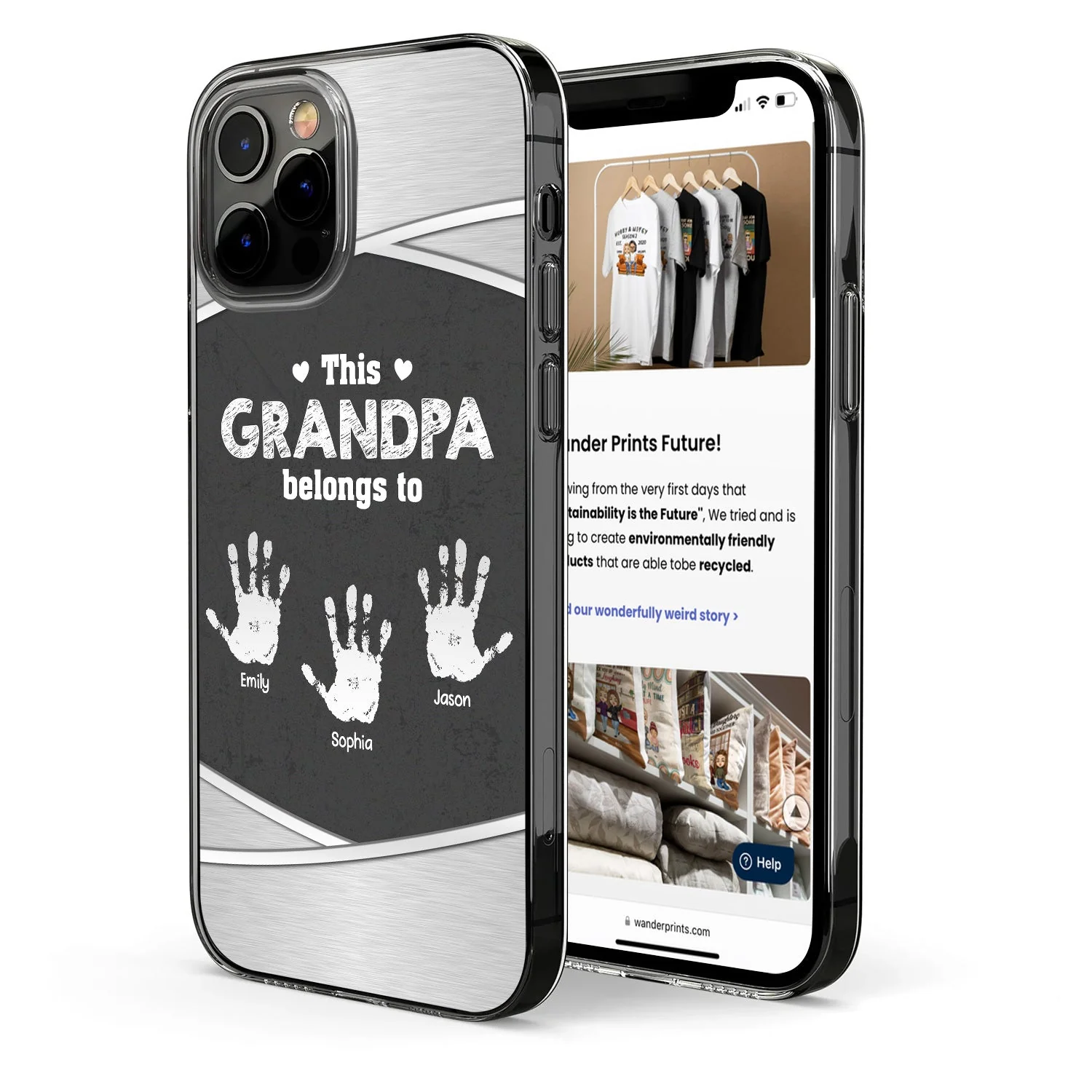 This Grandpa Daddy Belongs To - Gift For Dad, Father, Grandfather - Metal Effect Printed, Personalized Clear Phone Case - Image 2