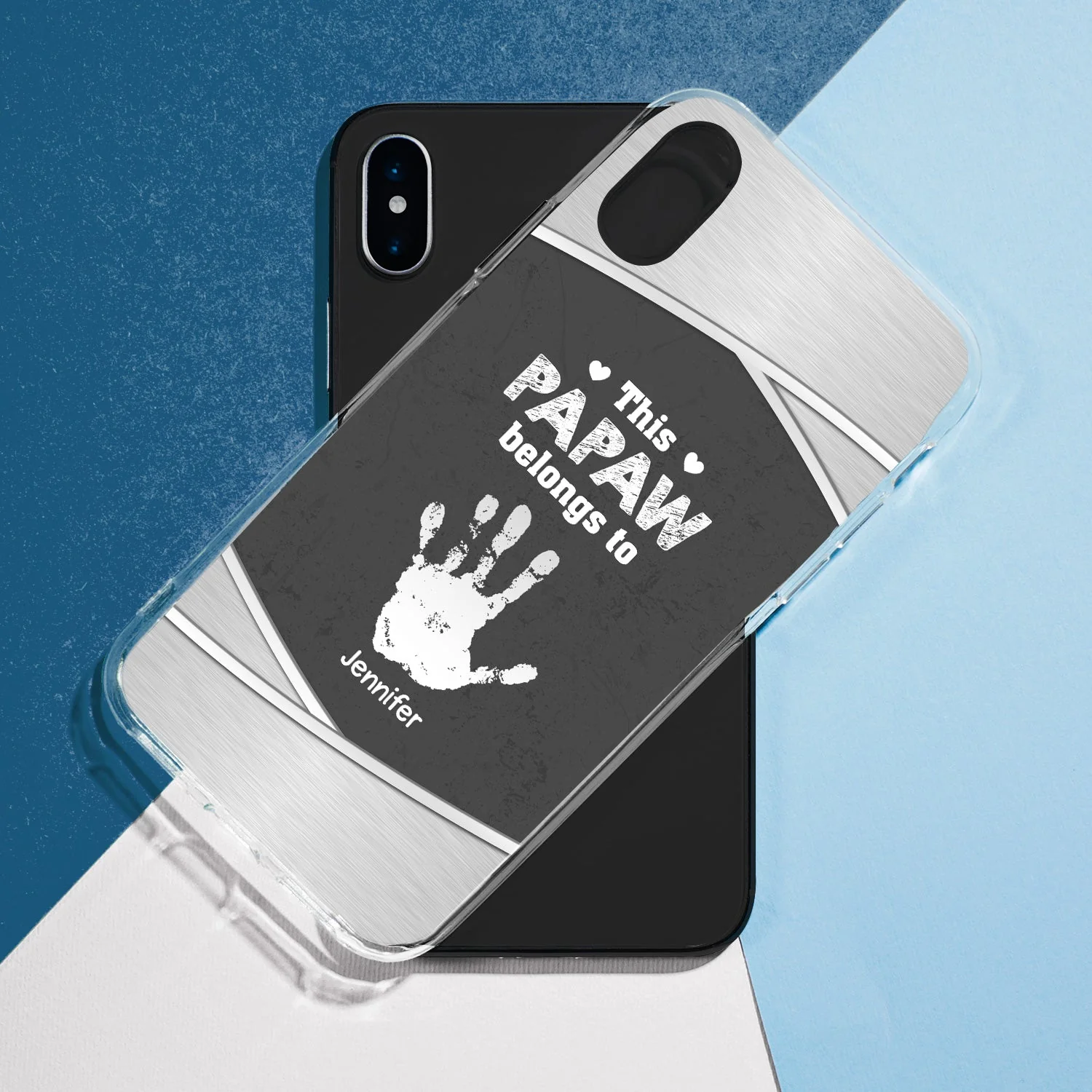 This Grandpa Daddy Belongs To - Gift For Dad, Father, Grandfather - Metal Effect Printed, Personalized Clear Phone Case - Image 5