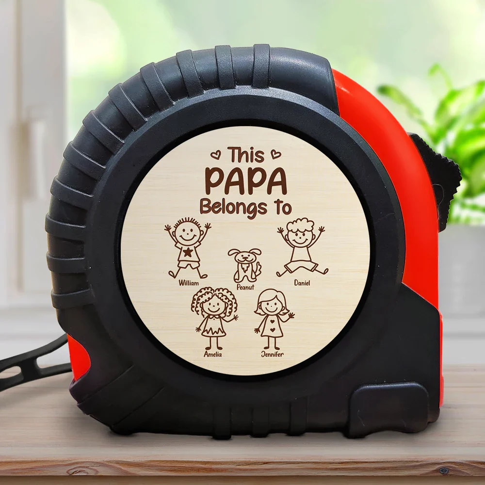 This Grandpa Daddy Belongs To Kids Pet - Personalized Tape Measure - Image 2