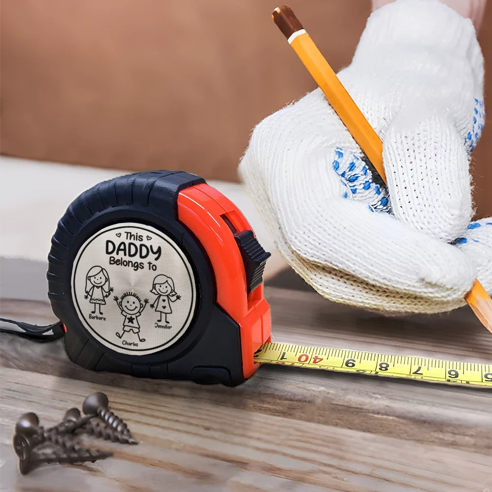 This Grandpa Daddy Belongs To Kids Pet - Personalized Tape Measure - Image 4