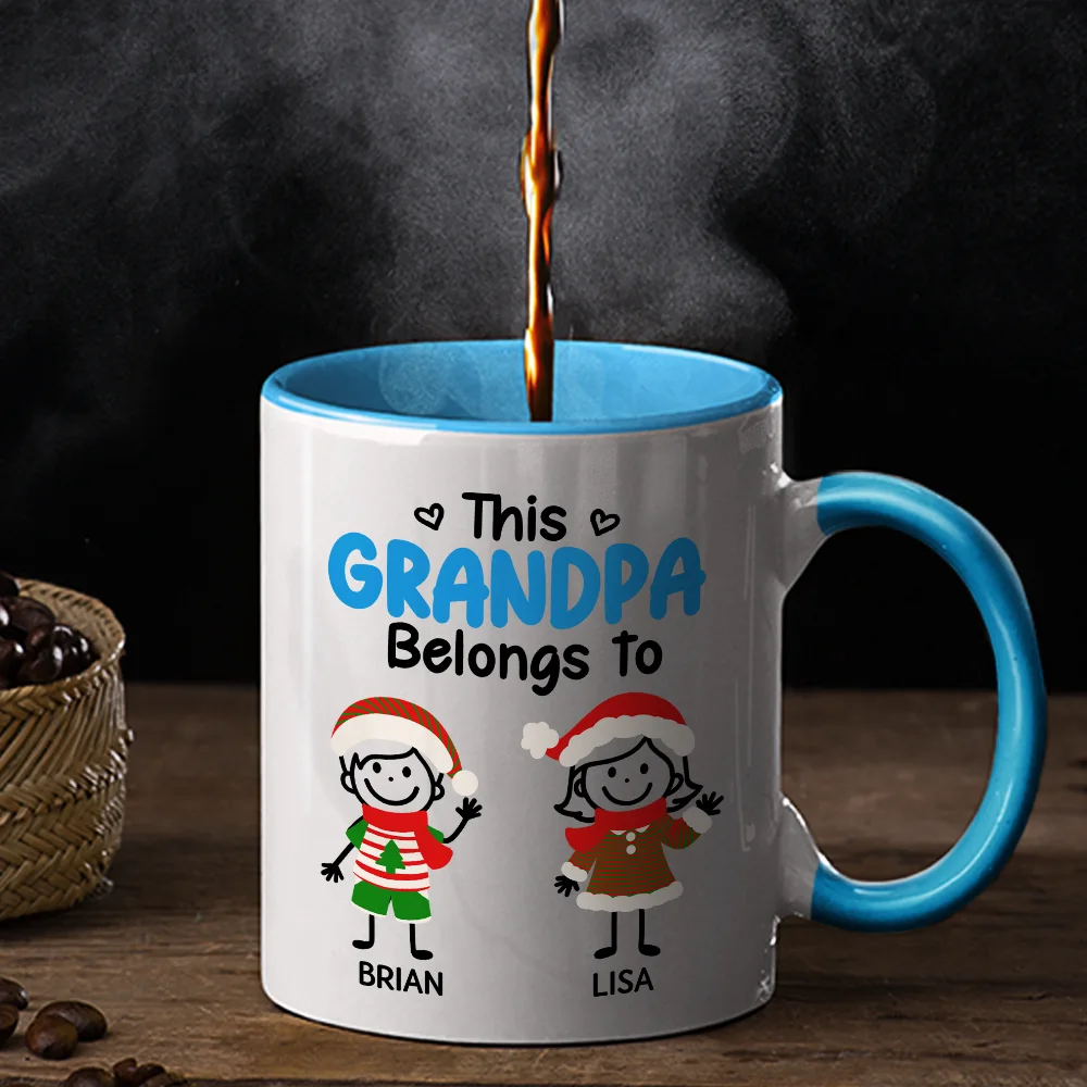 This Grandpa Grandma Belongs To Christmas Kid Stick Figures - Personalized Accent Mug - Image 3