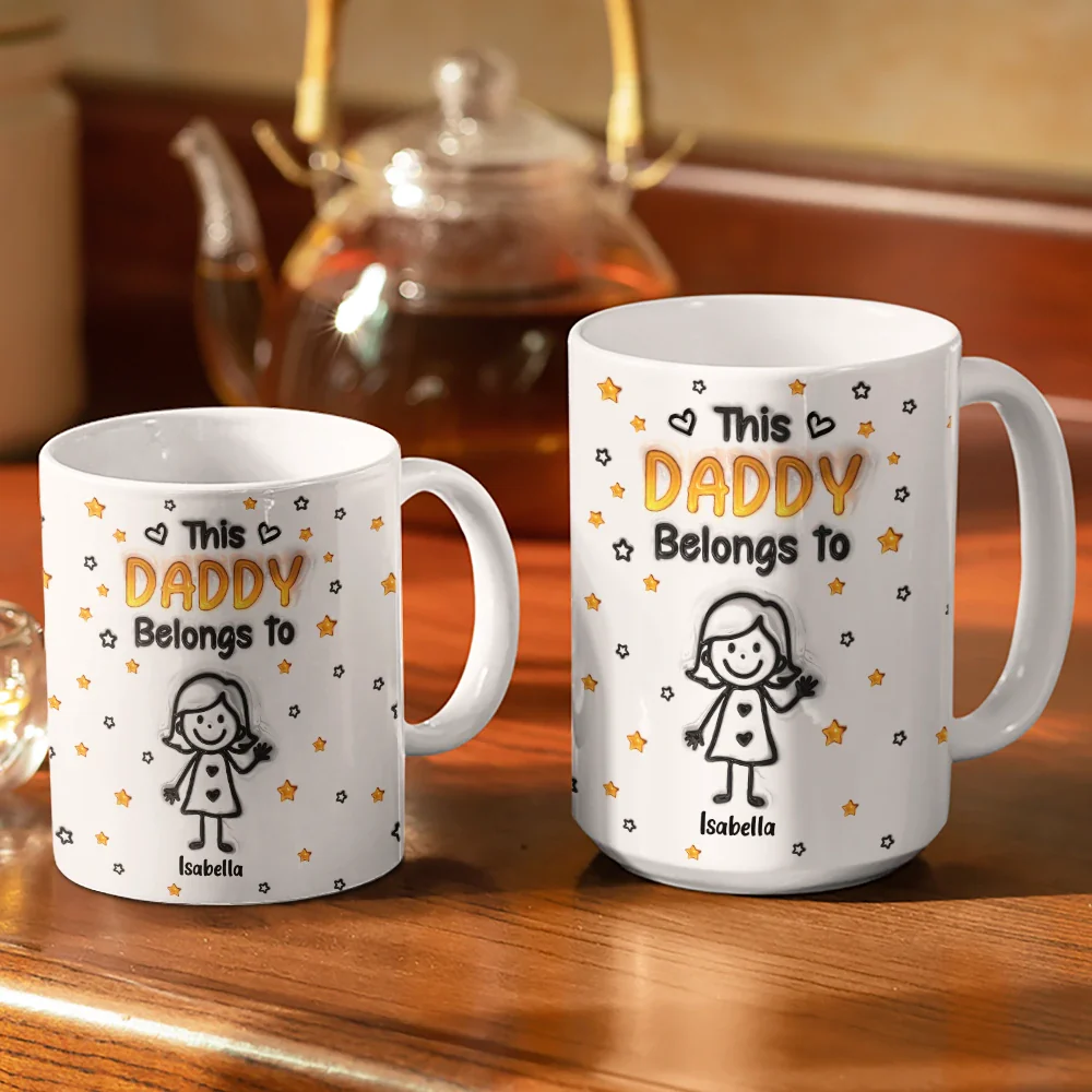 This Grandpa Grandma Belongs To Kids Pet 3D Effect - Personalized White Edge-to-Edge Mug - Image 3