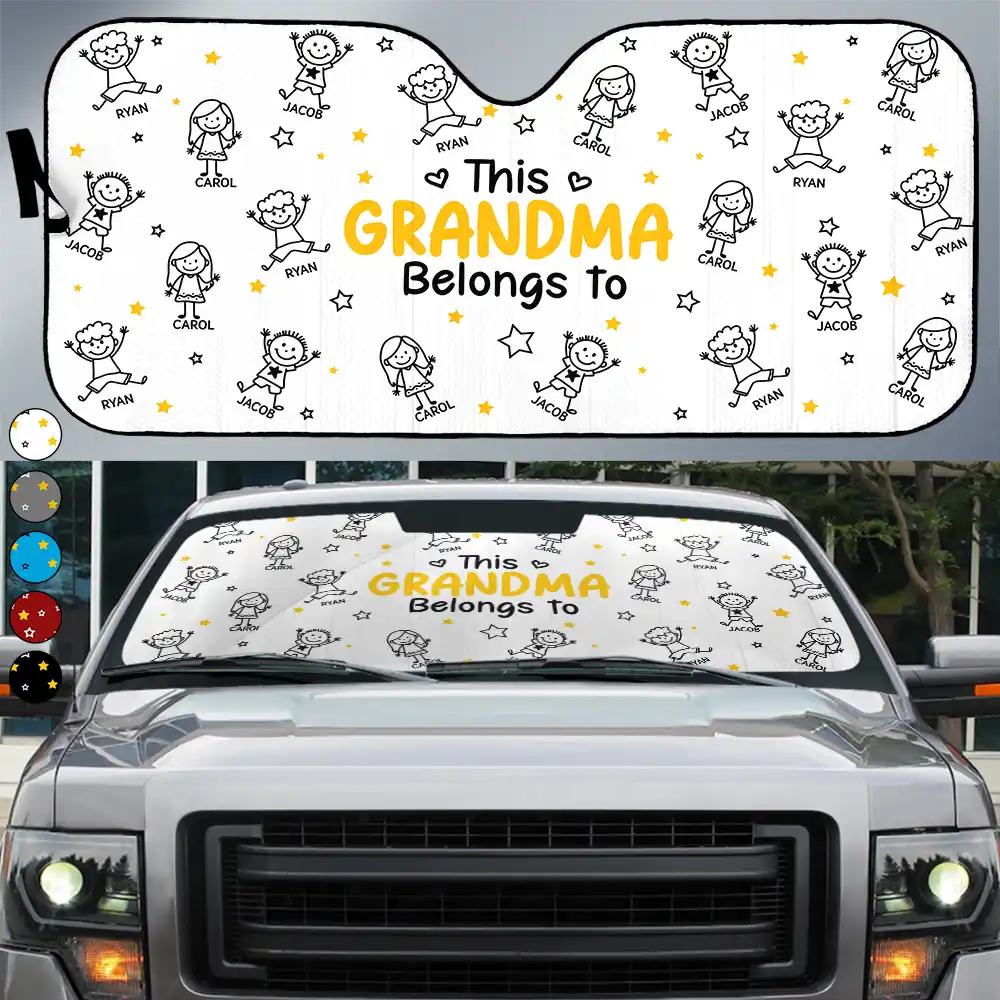 This Grandpa Grandma Belongs To Kids Pet - Personalized Auto Sunshade - Image 2
