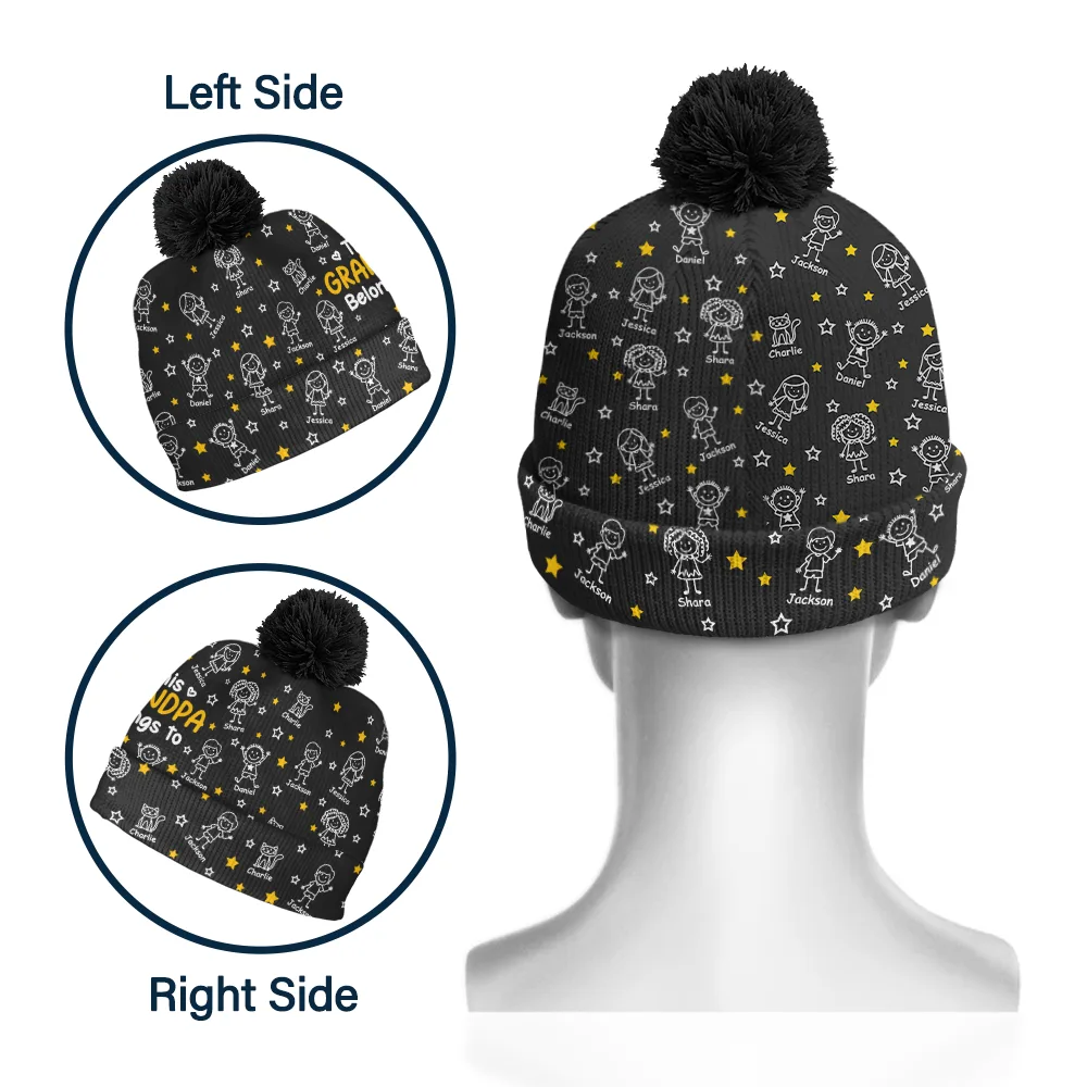 This Grandpa Grandma Belongs To Kids Pet - Personalized Bobble Beanie Hat - Image 4