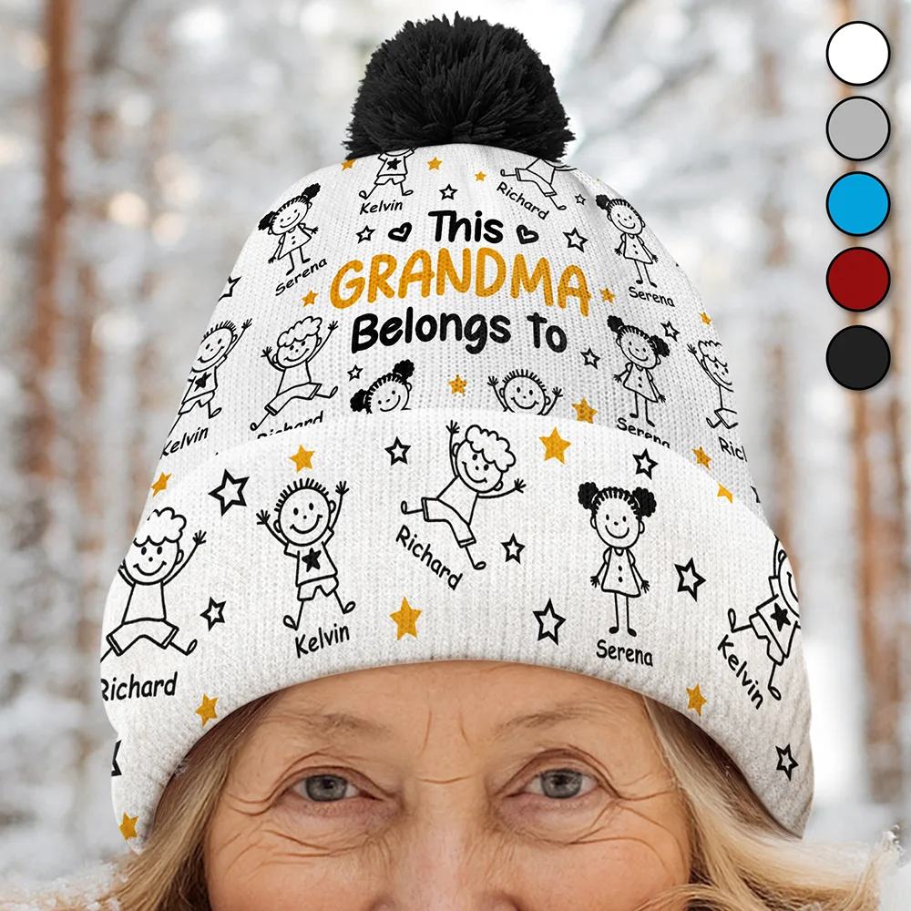 This Grandpa Grandma Belongs To Kids Pet - Personalized Bobble Beanie Hat - Image 5