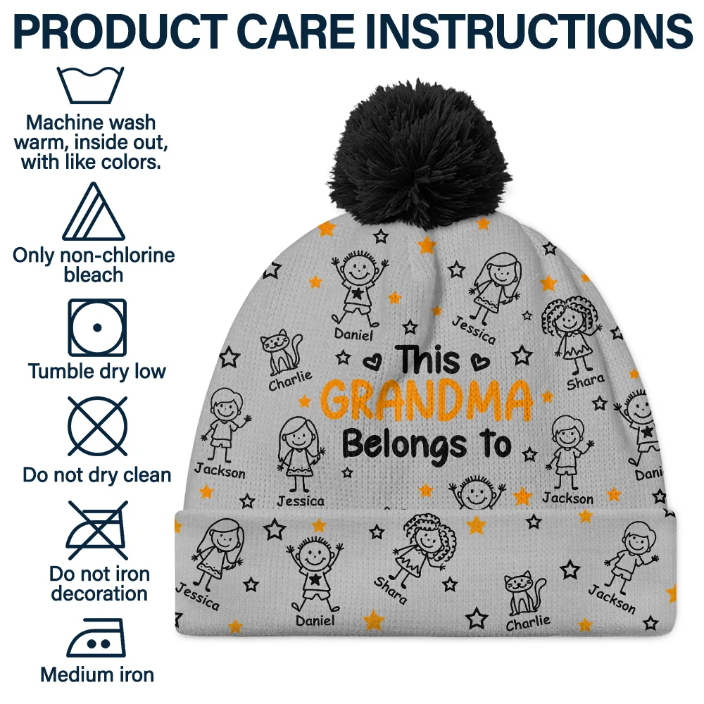 This Grandpa Grandma Belongs To Kids Pet - Personalized Bobble Beanie Hat - Image 7