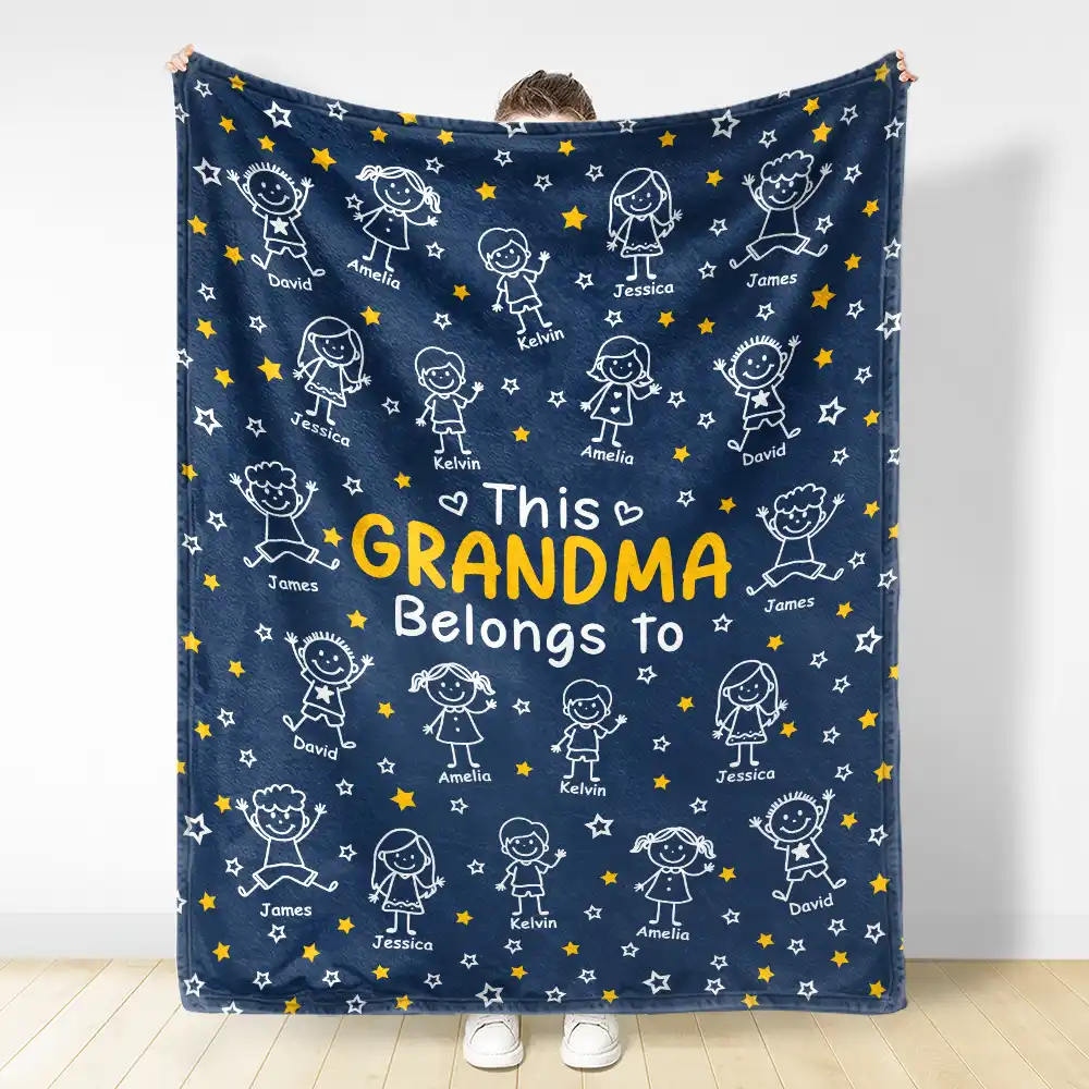 This Grandpa Grandma Belongs To Kids Pet - Personalized Fleece Blanket, Sherpa Blanket - Image 3
