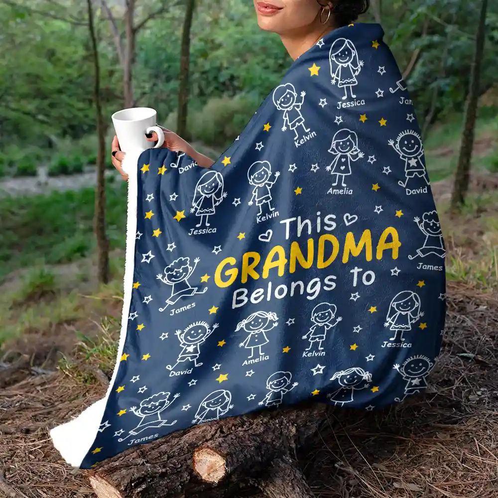 This Grandpa Grandma Belongs To Kids Pet - Personalized Fleece Blanket, Sherpa Blanket - Image 5