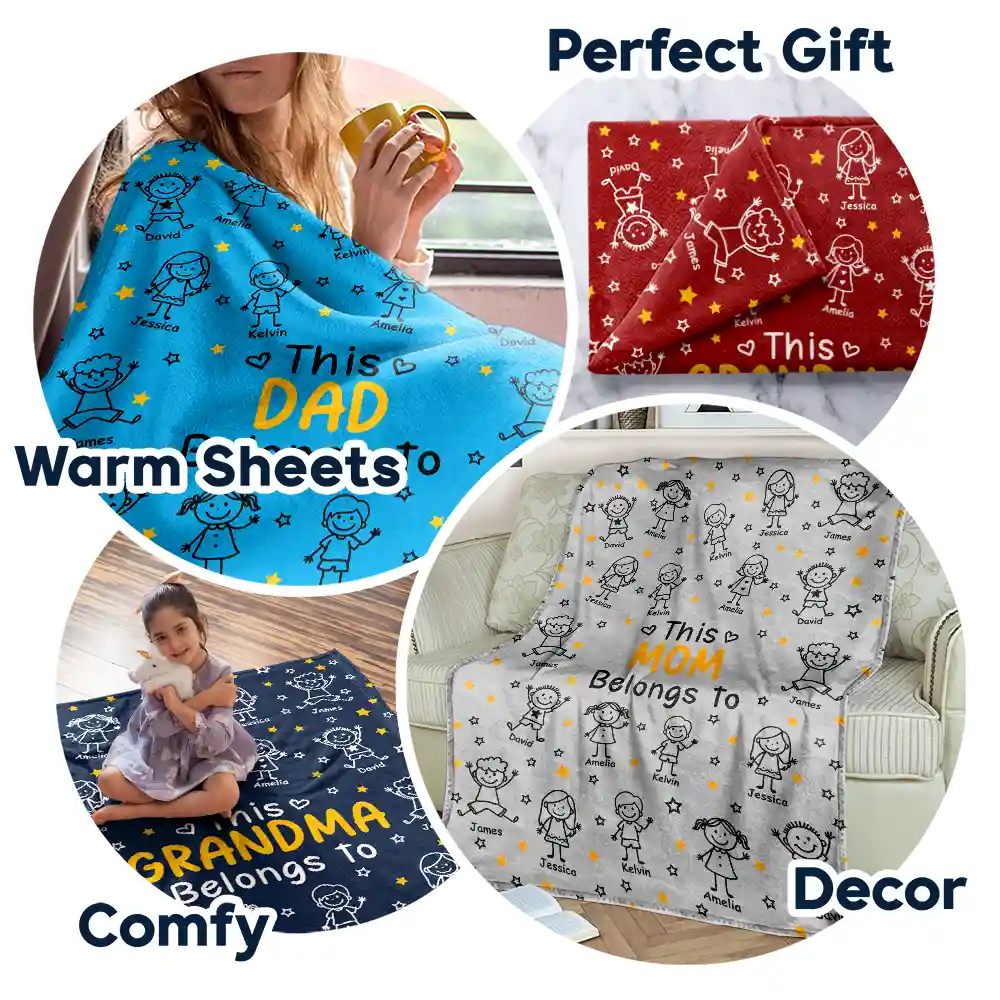 This Grandpa Grandma Belongs To Kids Pet - Personalized Fleece Blanket, Sherpa Blanket - Image 7
