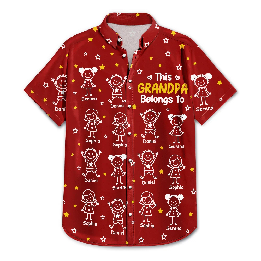 This Grandpa Grandma Belongs To Kids Pet - Personalized Hawaiian Shirt - Image 3