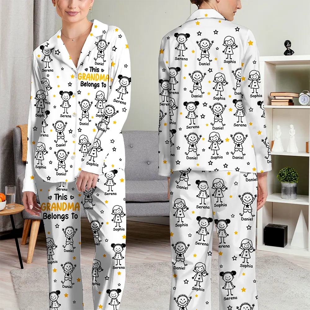 This Grandpa Grandma Belongs To Kids Pet - Personalized Long Pajamas Set - Image 4