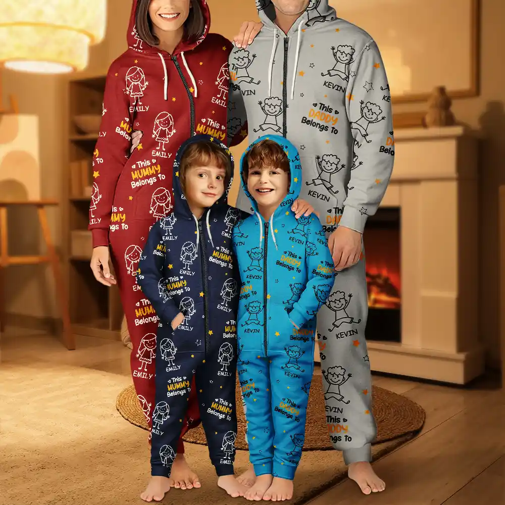 This Grandpa Grandma Belongs To Kids Pet - Personalized Overall Onesie Hooded Jumpsuit - Image 5