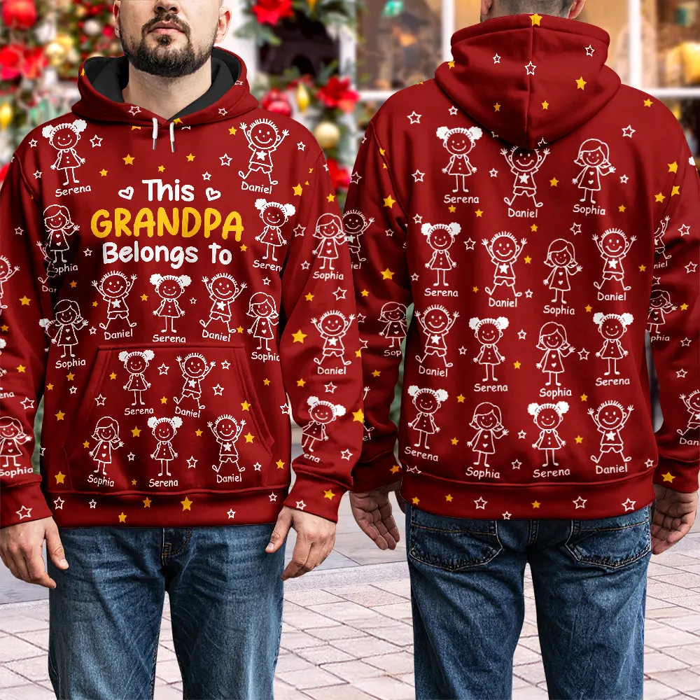 This Grandpa Grandma Belongs To Kids Pet - Personalized Pullover Hoodie - Image 4