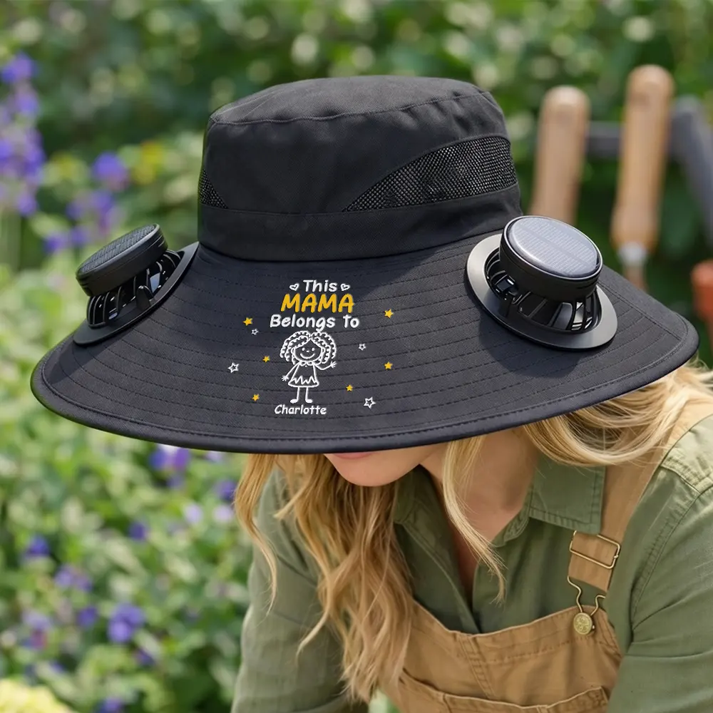 This Grandpa Grandma Belongs To Kids Pet - Personalized Solar Fan Hat - Image 2